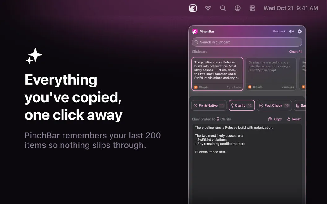 Pinchbar screenshot 2