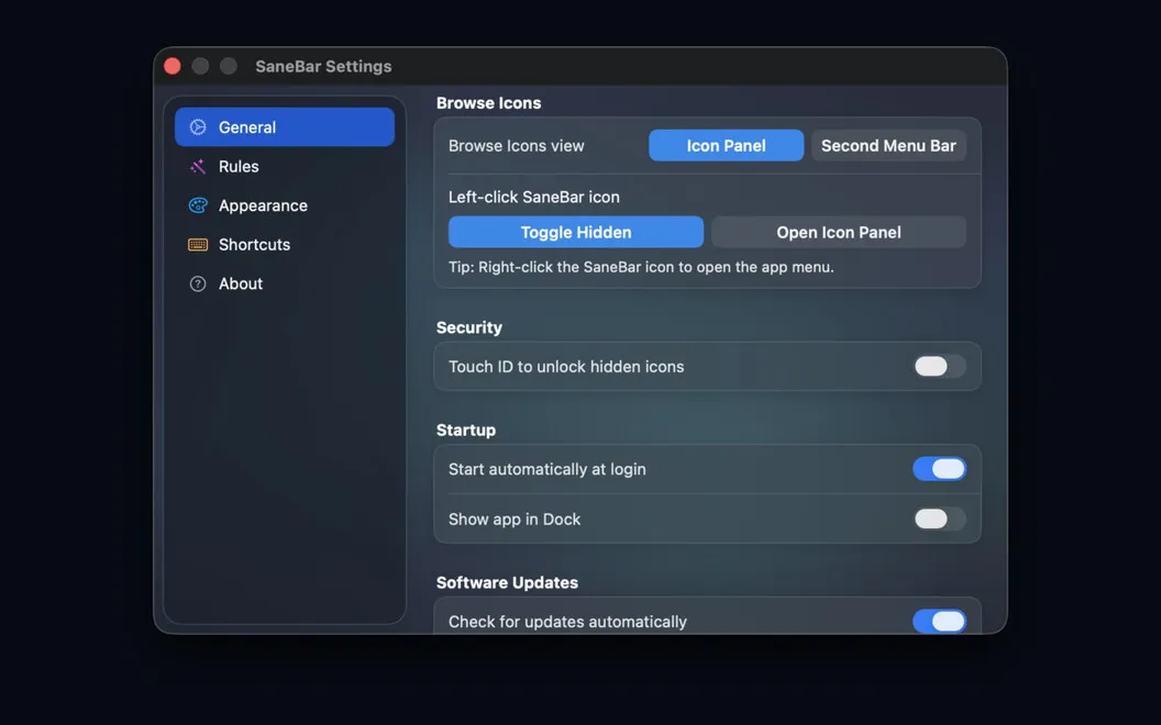 SaneBar screenshot 4