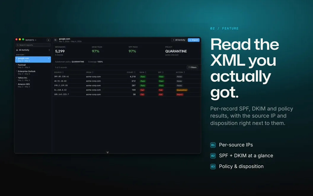 DMARC Report Reader screenshot 2