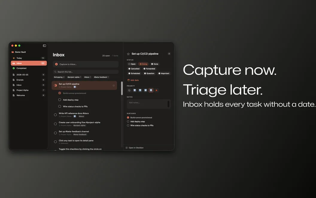 Native Tasks for Obsidian screenshot 2