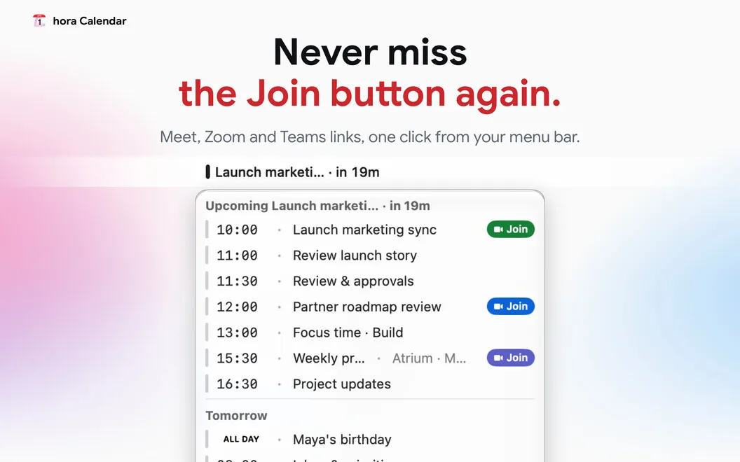 hora Calendar screenshot 2