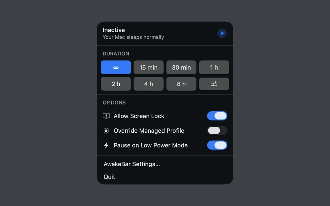 AwakeBar screenshot 1
