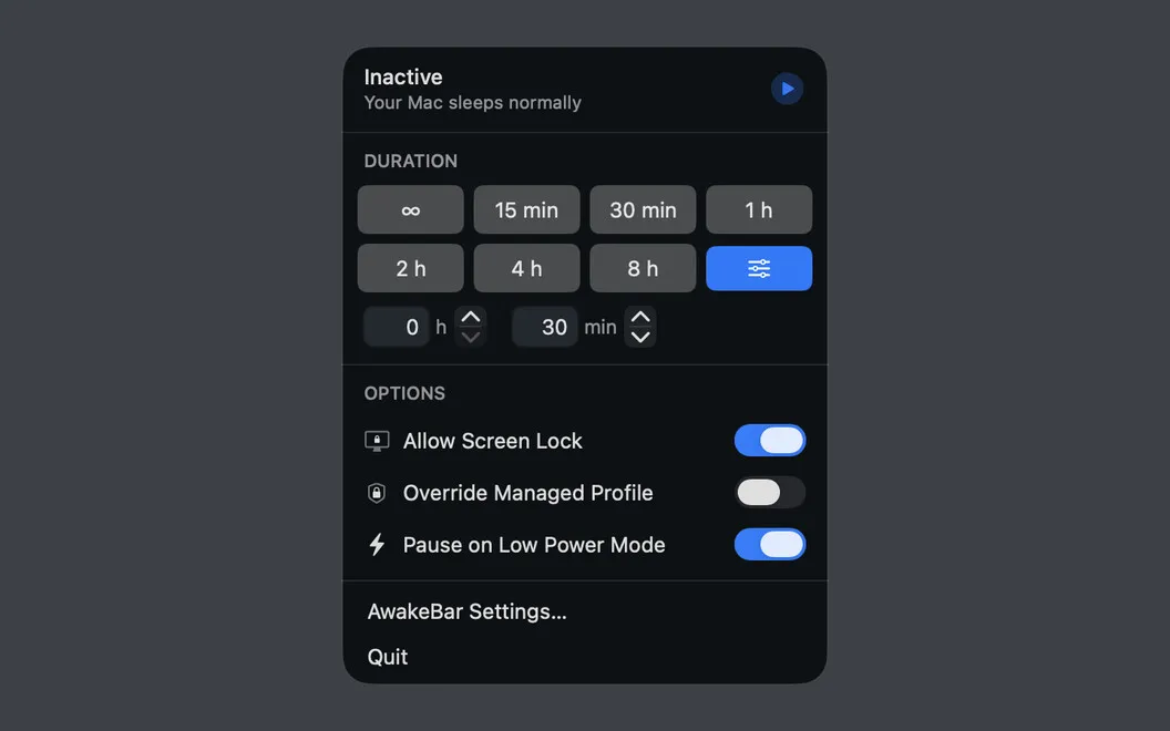 AwakeBar screenshot 3