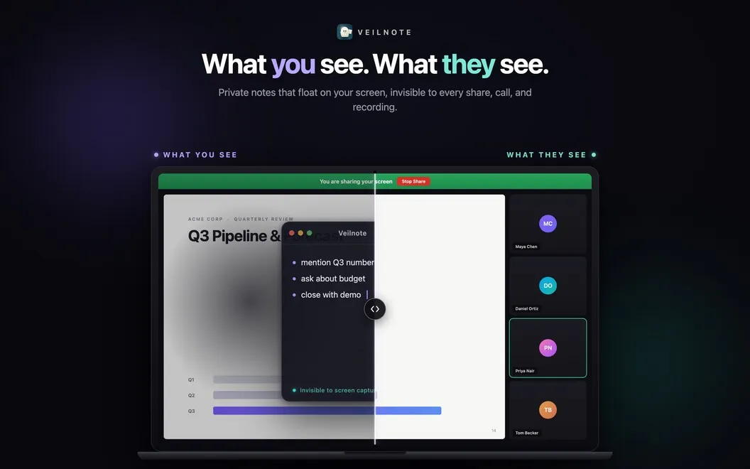 Veilnote screenshot 1