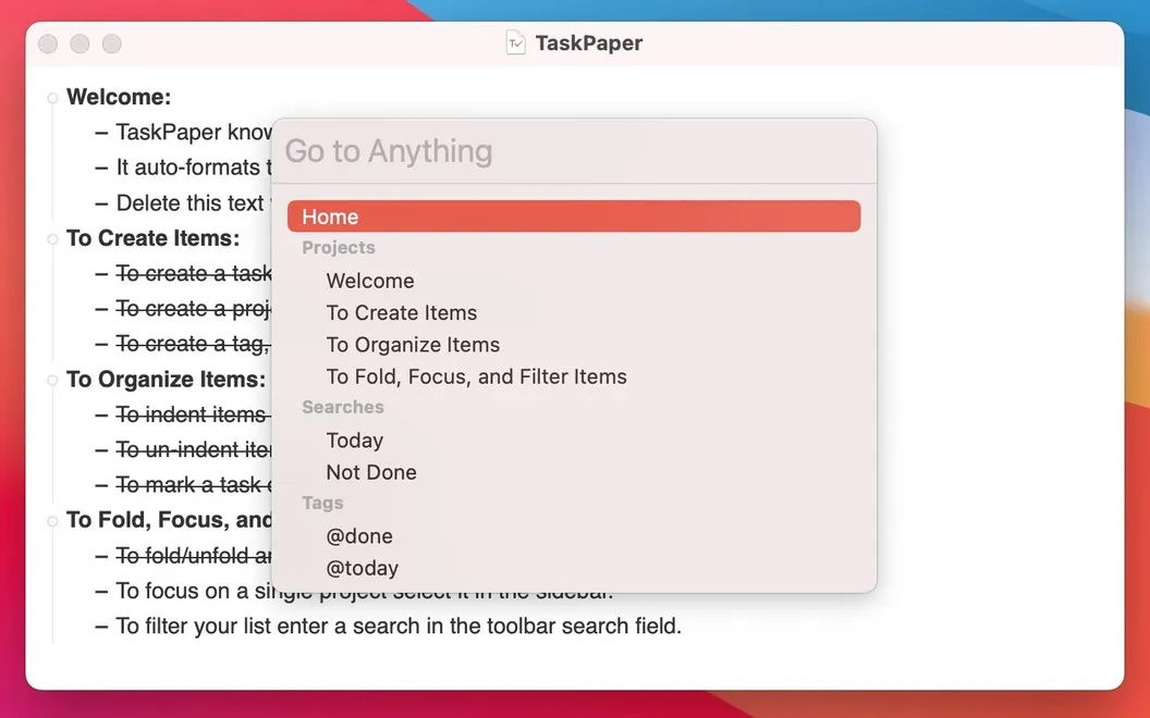 TaskPaper screenshot 3