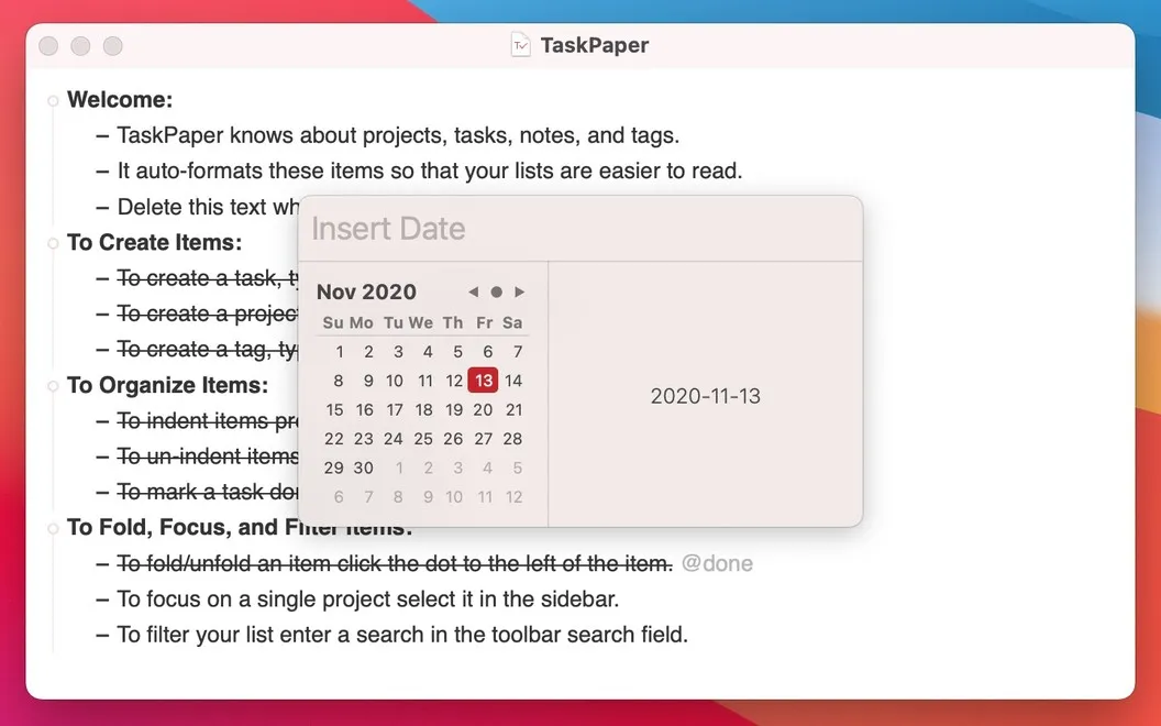 TaskPaper screenshot 4