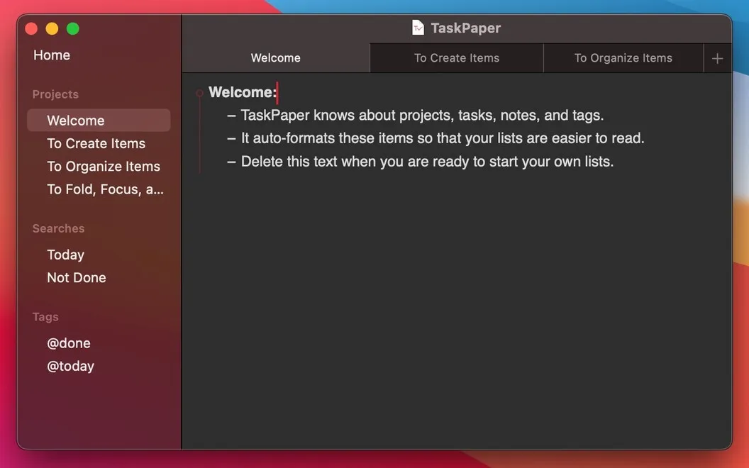 TaskPaper screenshot 5