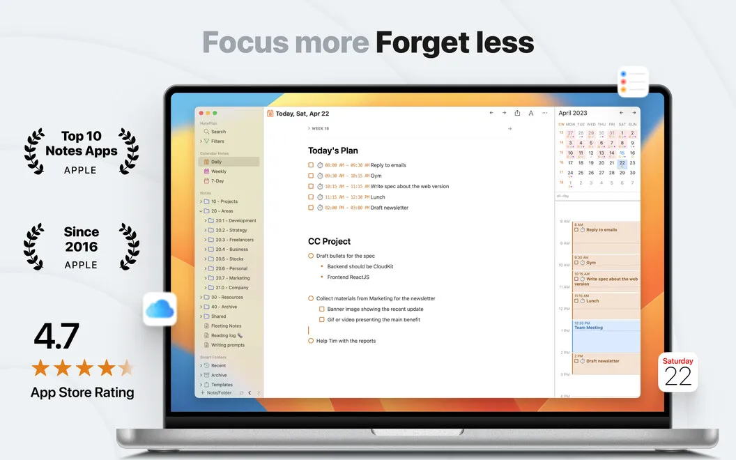 NotePlan screenshot 1