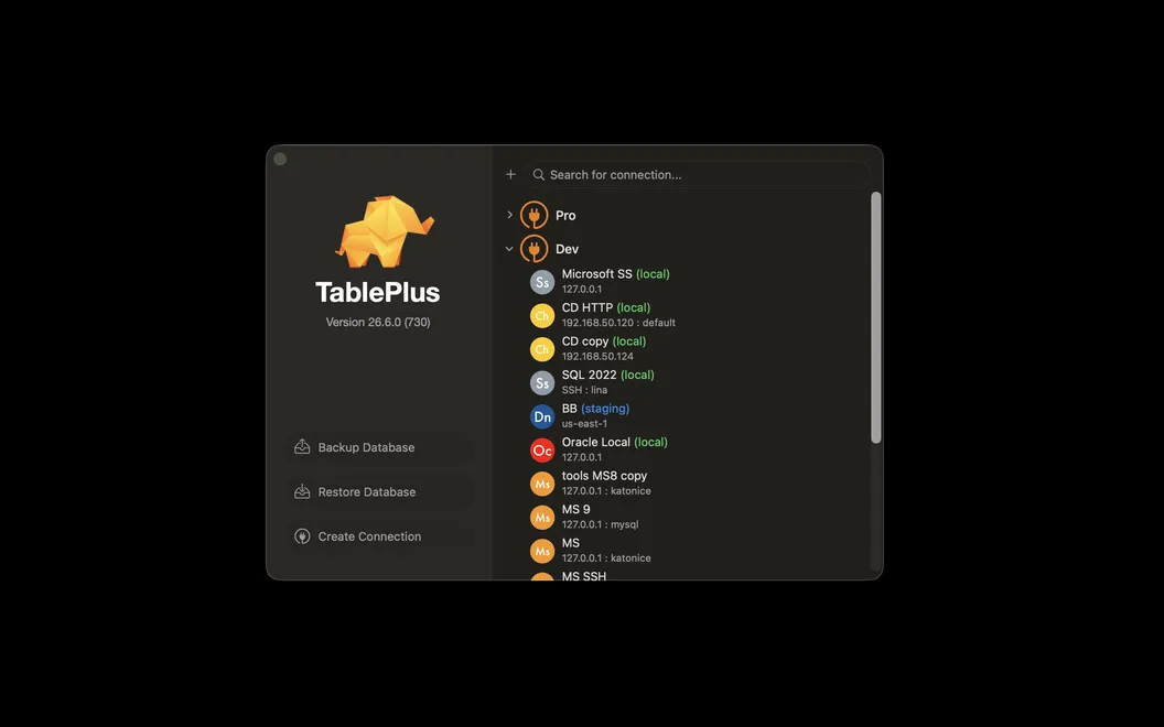 TablePlus screenshot 1