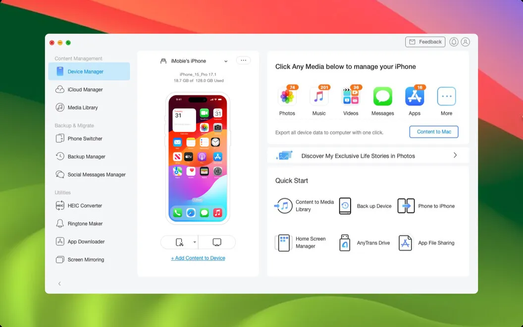 AnyTrans for iOS screenshot 1