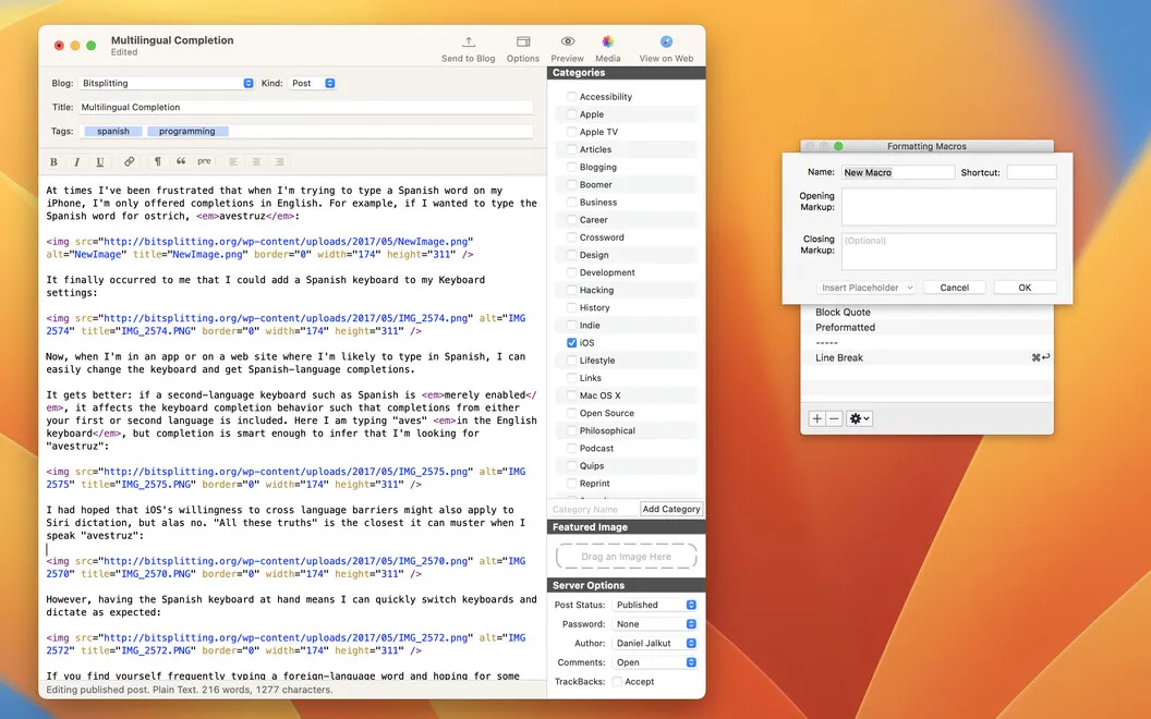 MarsEdit screenshot 4