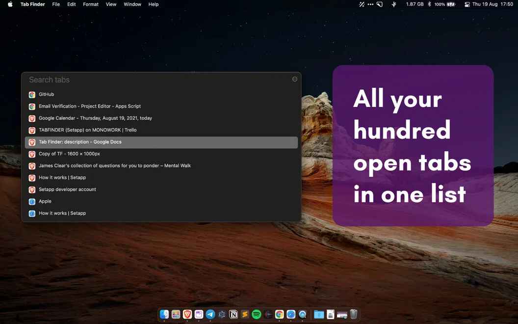 Tab Finder screenshot 1