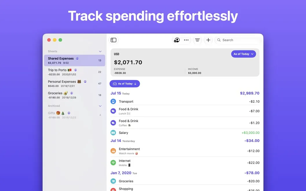 Expenses screenshot 1
