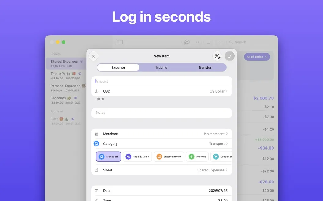 Expenses screenshot 2