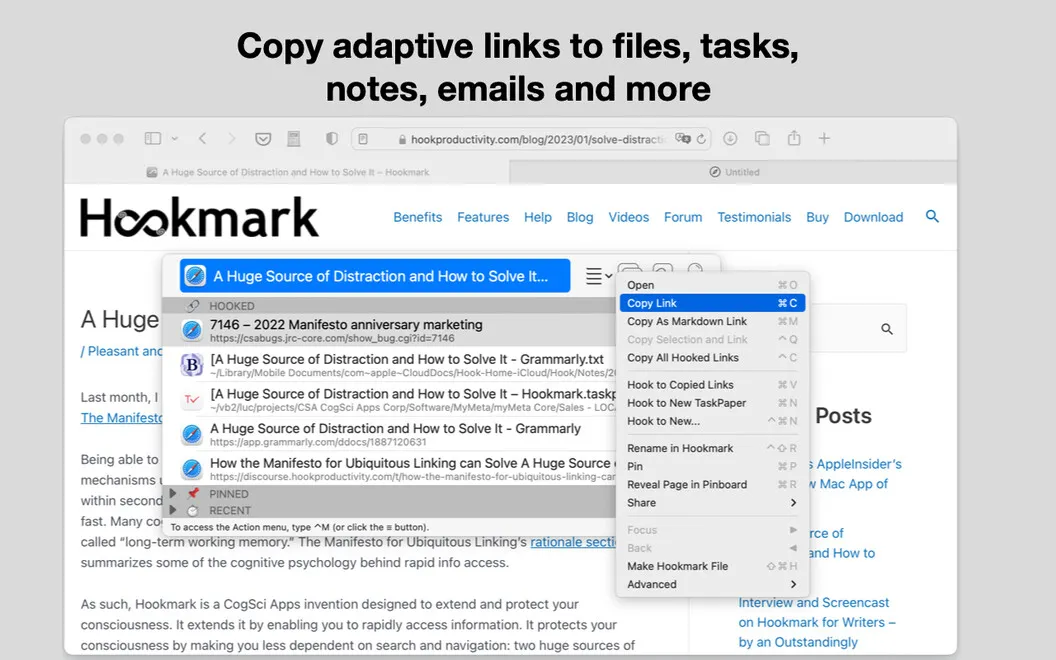 Hookmark screenshot 1