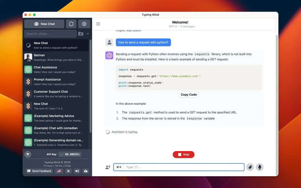 TypingMind screenshot 1