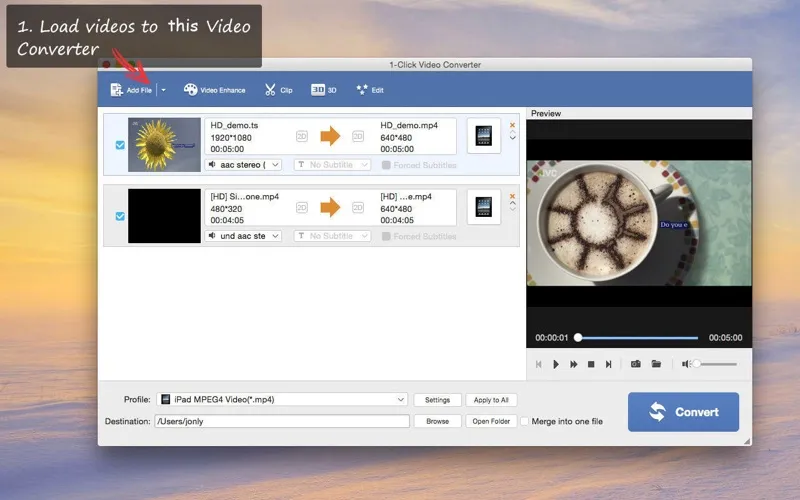 1-Click Video Converter screenshot 1