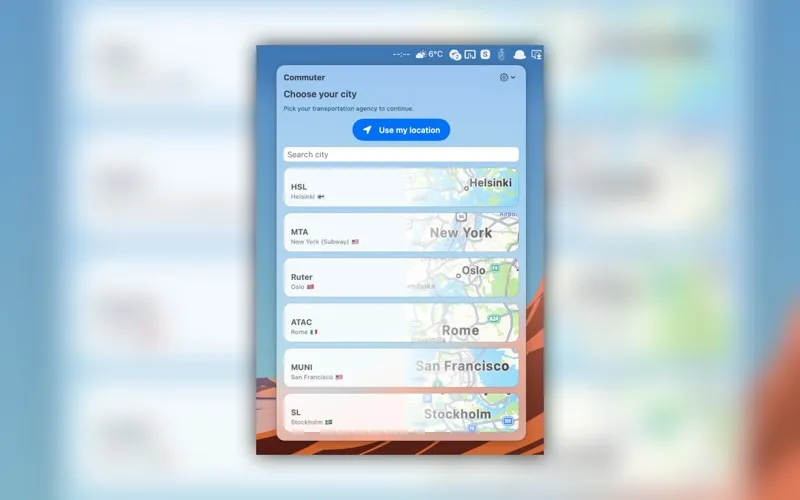 Commuter MenuBar screenshot 2