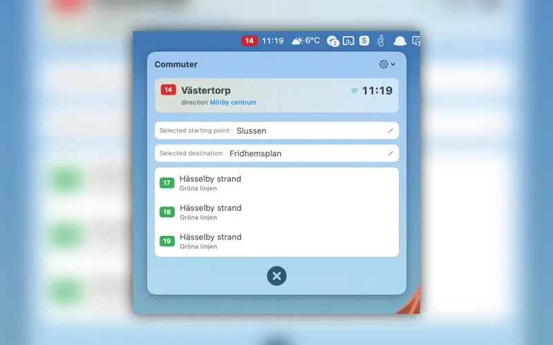 Commuter MenuBar screenshot 3