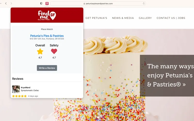 Find Me Gluten Free Extension screenshot 1