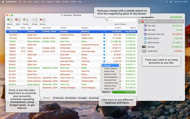 CheckBook Pro 3 screenshot 2