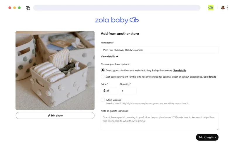 Add to Zola Baby Button screenshot 3