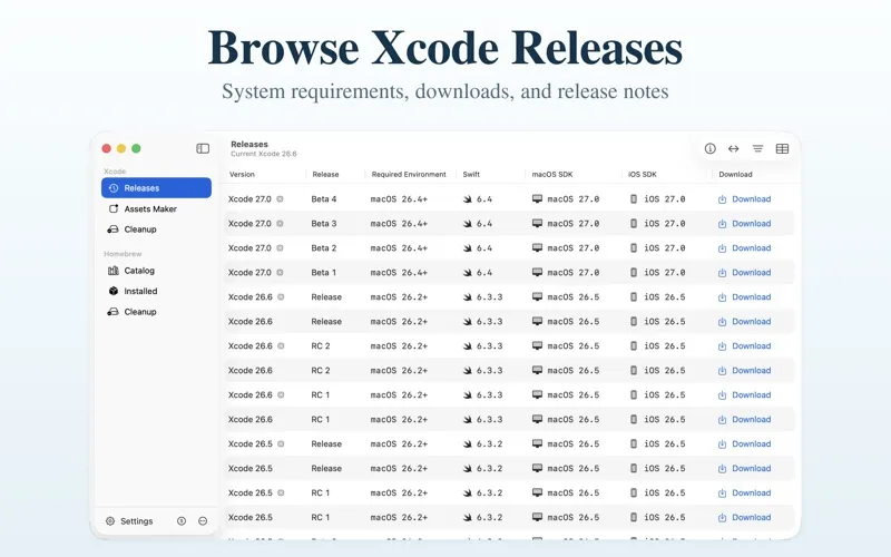 DevTools for Xcode, Homebrew screenshot 1