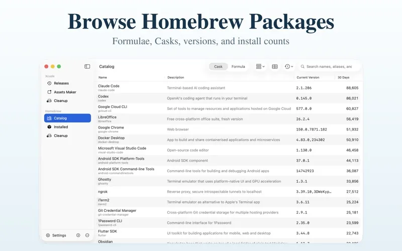 DevTools for Xcode, Homebrew screenshot 3