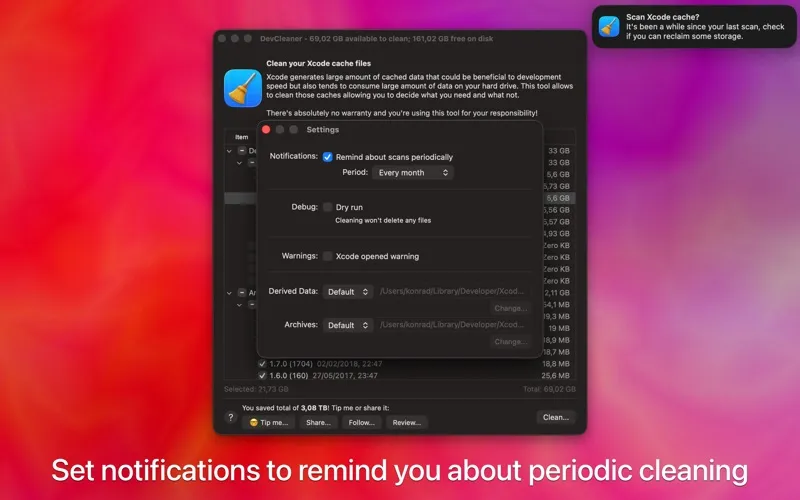 DevCleaner for Xcode screenshot 1