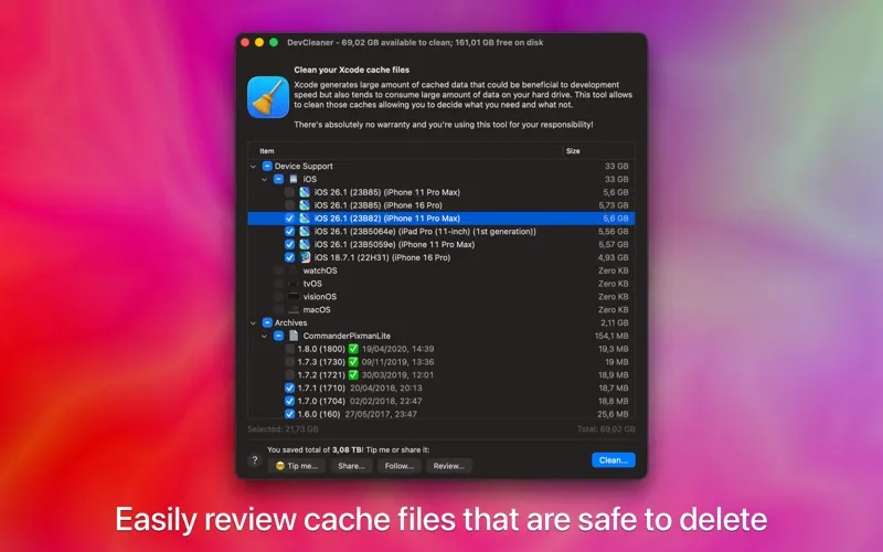 DevCleaner for Xcode screenshot 2