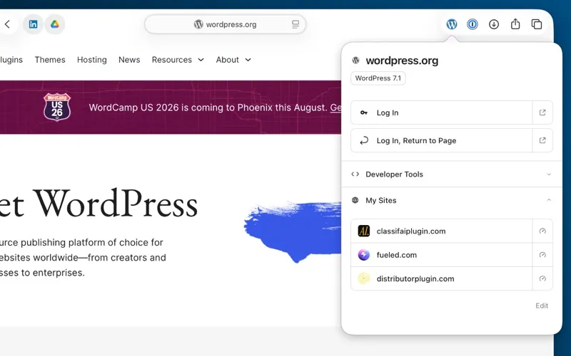 WordPress Browser Extension screenshot 1