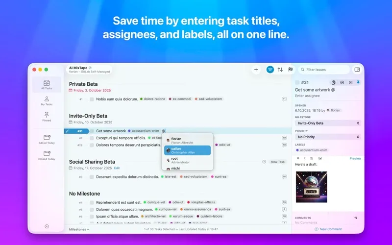 Taska for GitHub/GitLab Issues screenshot 1