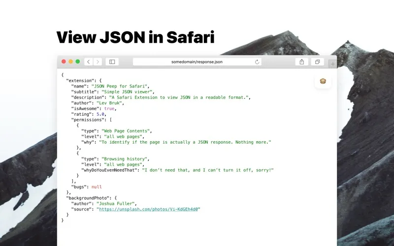 JSON Peep for Safari screenshot 1