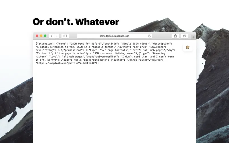 JSON Peep for Safari screenshot 2
