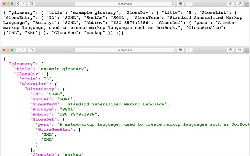 prettyJSON for Safari screenshot 1