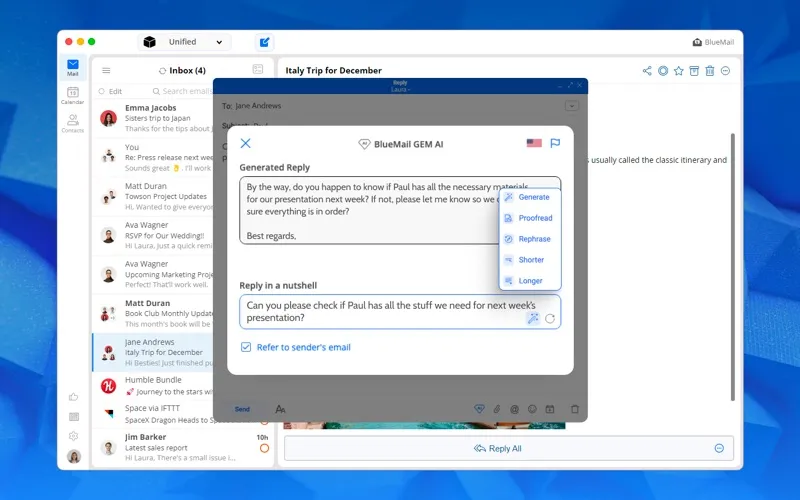 BlueMail screenshot 2