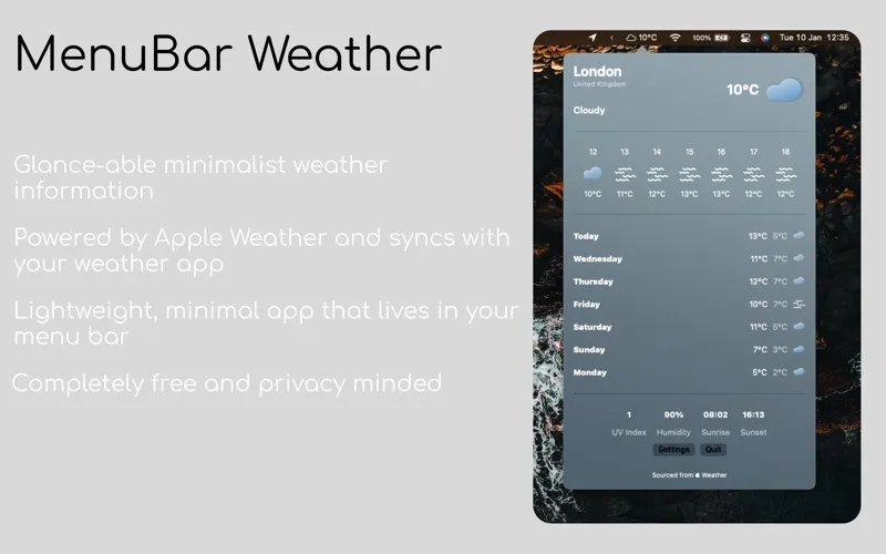MenuBar Weather screenshot 1