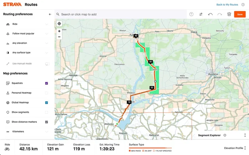 Squadrats Route Planning screenshot 1