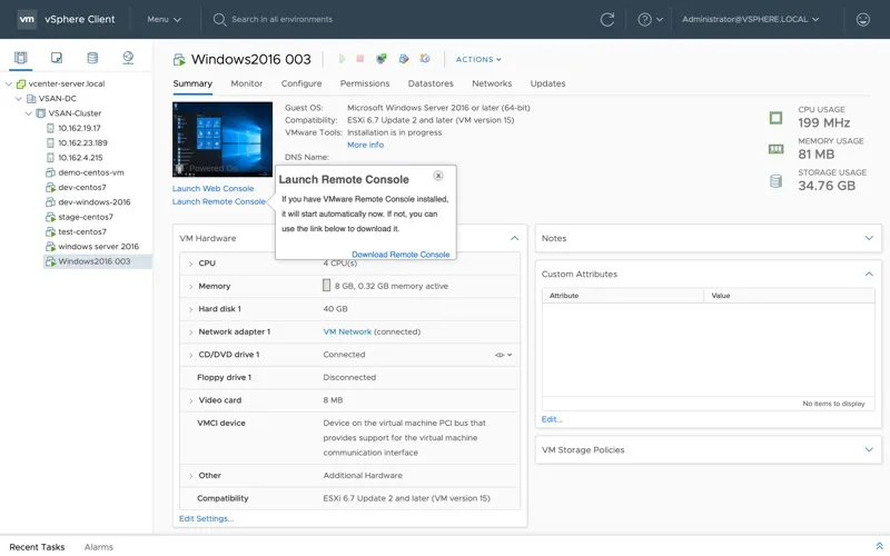 VMware Remote Console screenshot 1