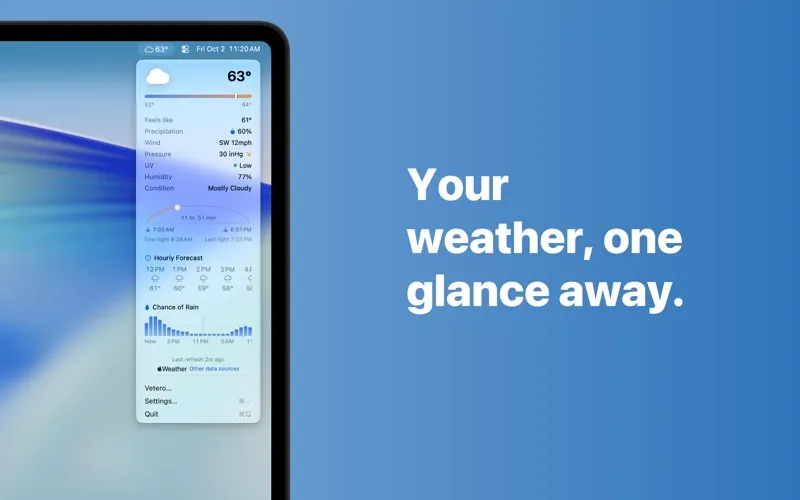 Vetero° Menu Bar Weather screenshot 1
