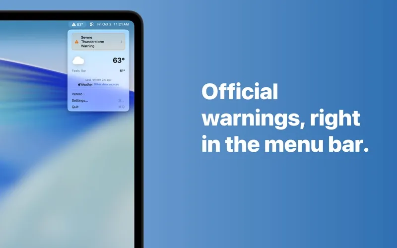 Vetero° Menu Bar Weather screenshot 2