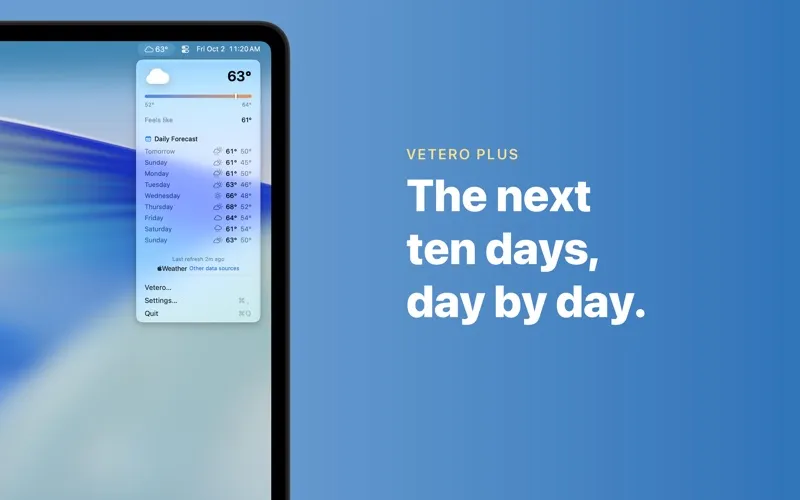 Vetero° Menu Bar Weather screenshot 3